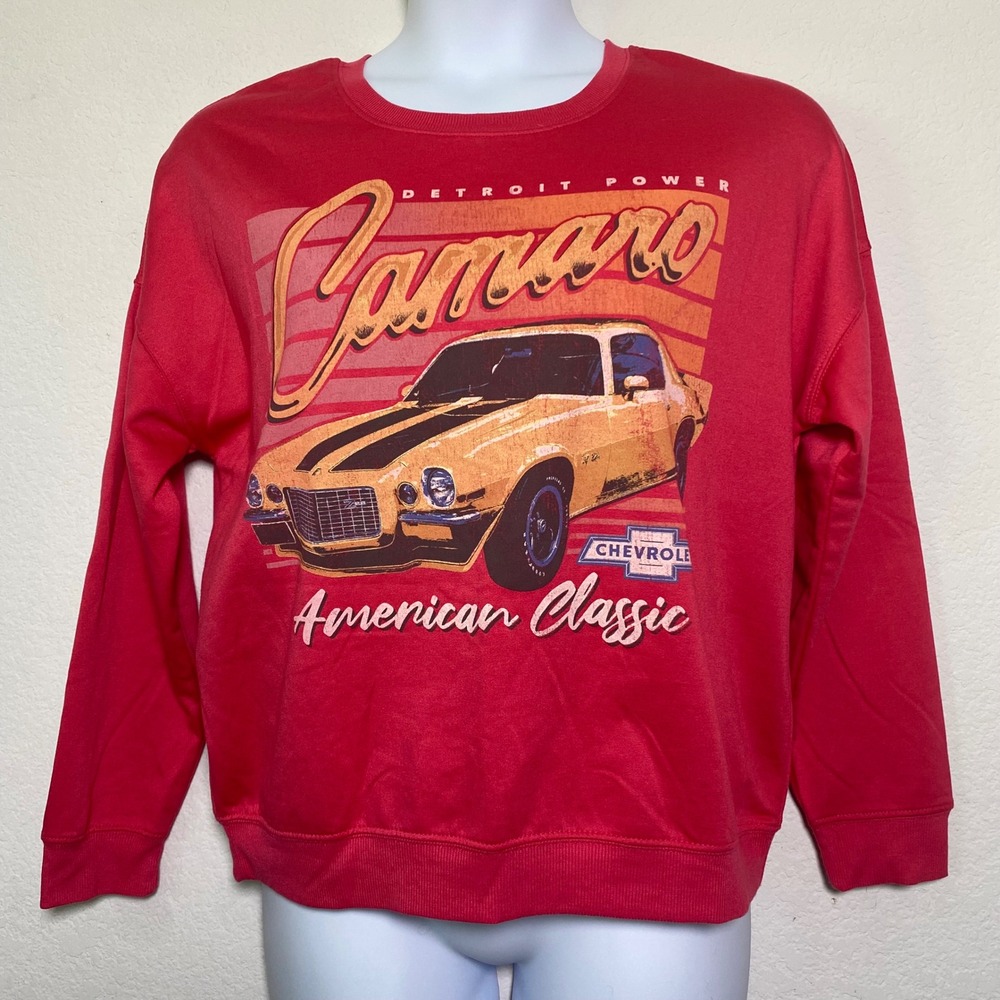 Pink Chevrolet Camaro Sweatshirt Detroit Power American Classic GM Official L